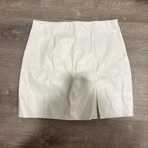 White Faux Leather Skirt